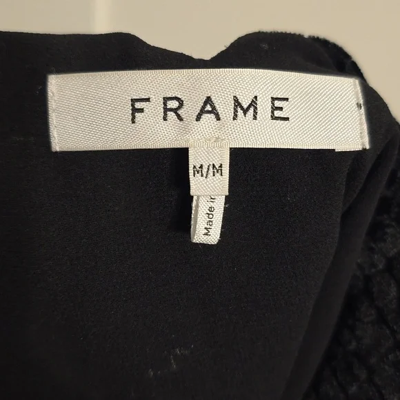 FRAME Cami Tank Top Women's Medium Black Straps Velvet Burnout Croc Witchy - Picture 9 of 11